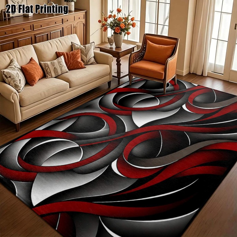 Hall Commercial Printing - 2D Abstract Swirl Curve Gedrukt Tapijt