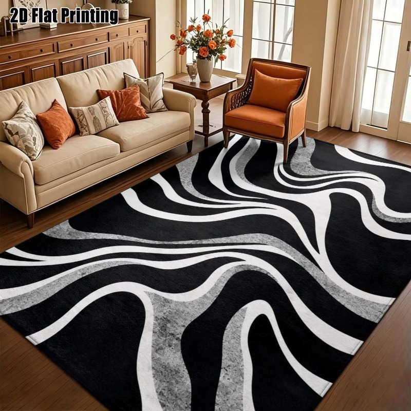 Hall Commercial Printing - Modern marmeren swirl wave print tapijt,