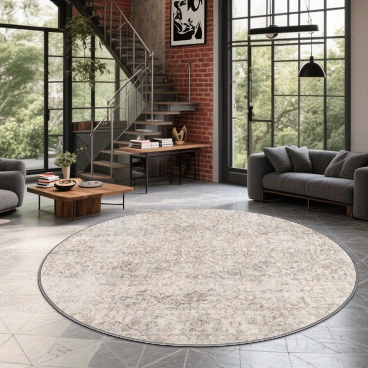 Hall Commercial Printing - Abstract gevlekt rond vloerkleed 2D-geprint grijs