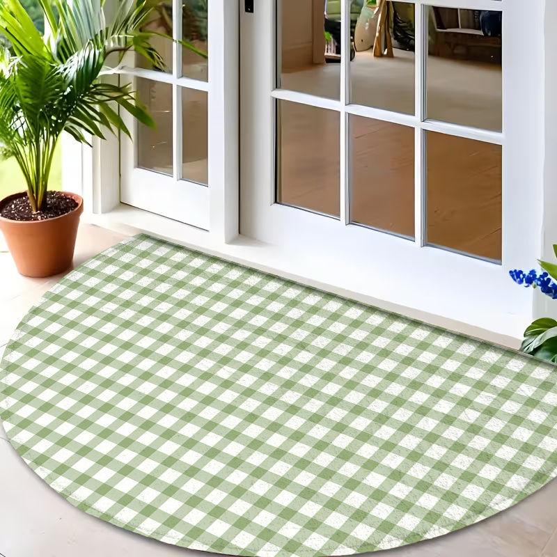 Hall Commercial Printing - Eenvoudige retro gingham-rastermotief print ronde deurmat