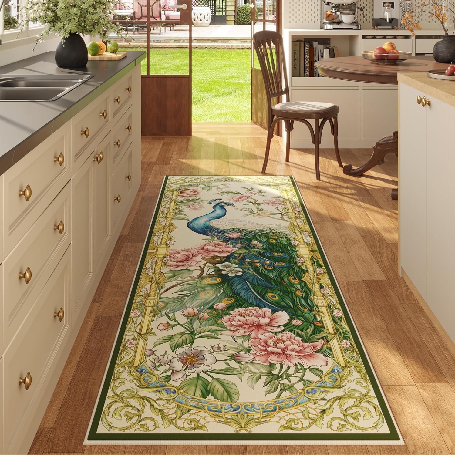 Printing On Commercial - Hal Runner Tapijt Dier Bloemenprint Wasbaar