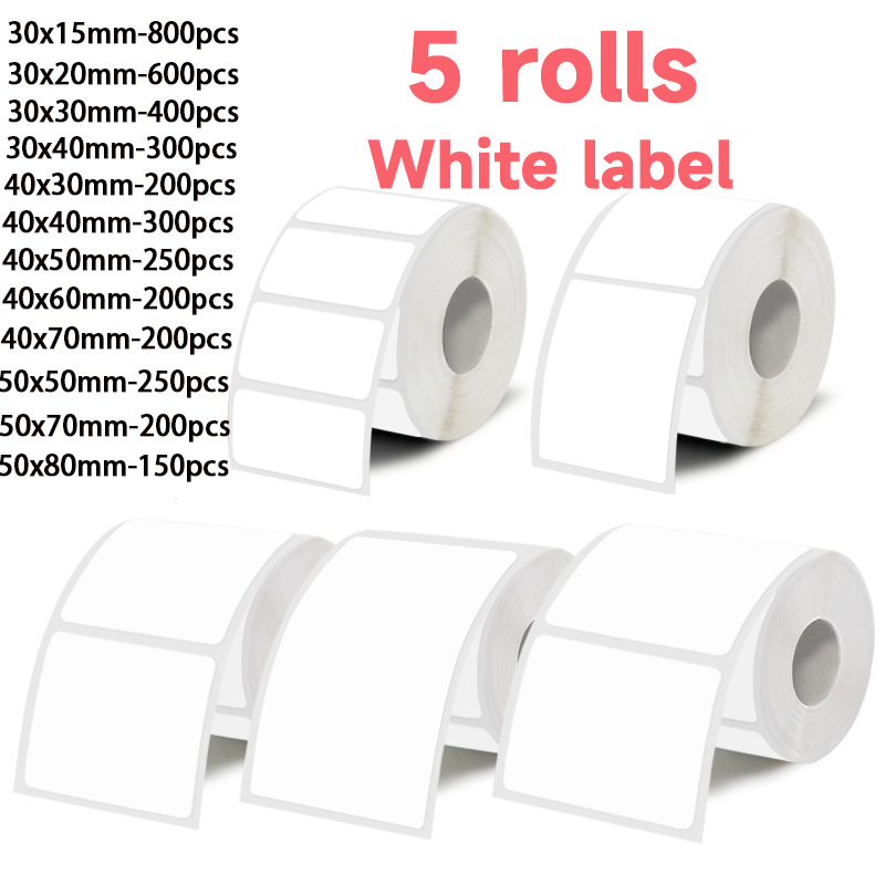 Commercial Printing Services - 5 rollen witte labelstickers, 30 mm/40