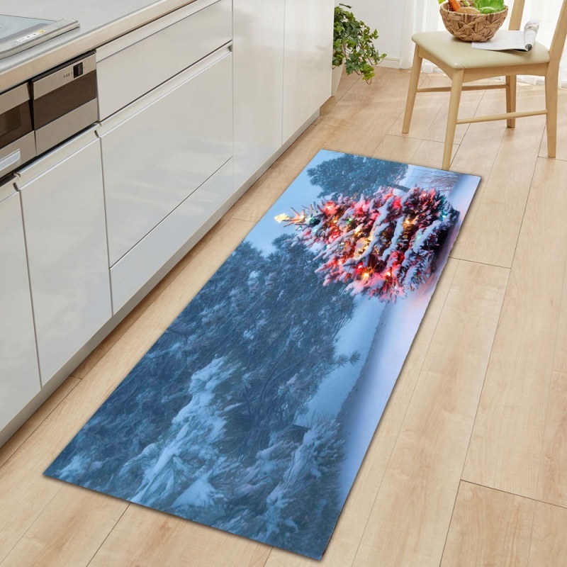 Hall Commercial Printing - Sneeuwbedekte Kerstboom Landschap Runner Tapijt Winterlandschap
