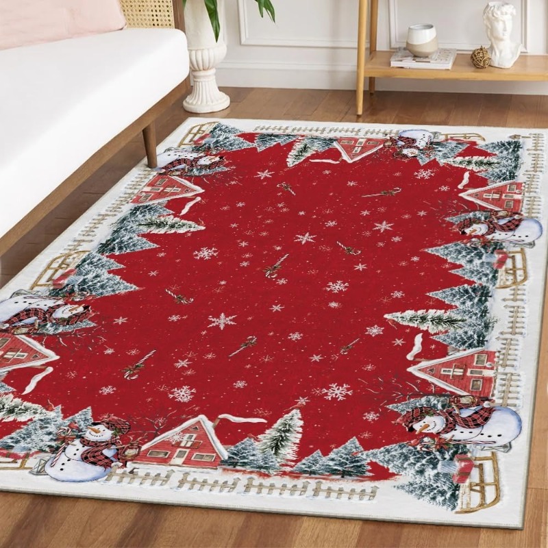 Printing On Commercial - Kerstmis Retro Kerstboom Sneeuwpop Print Woonkamer